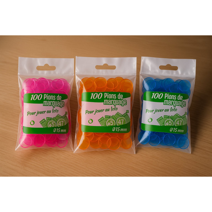 50 sachets de 100 pions loto de marquage 15mm