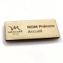 Badge nominatif aimanté rectangle 70x30 mm bois gravé