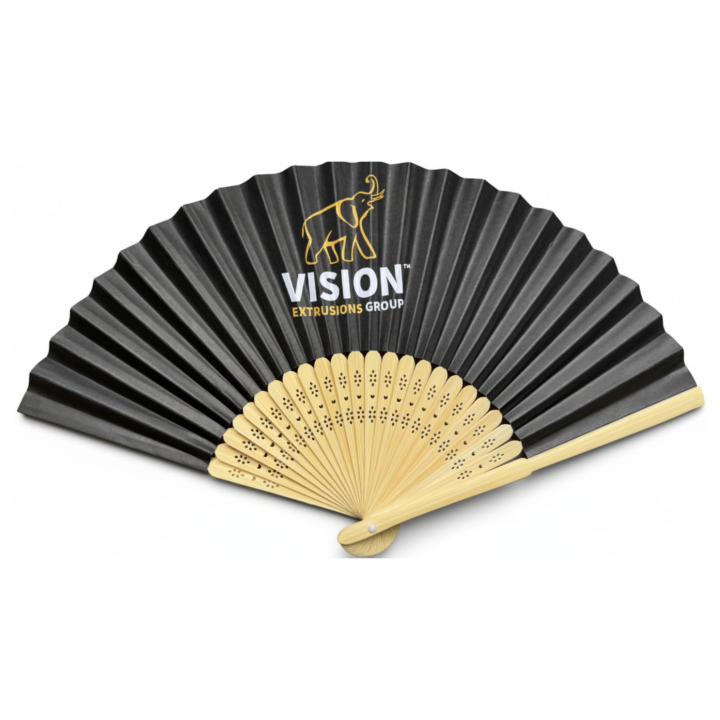 Éventails en papier personnalisés avec poignée bambou